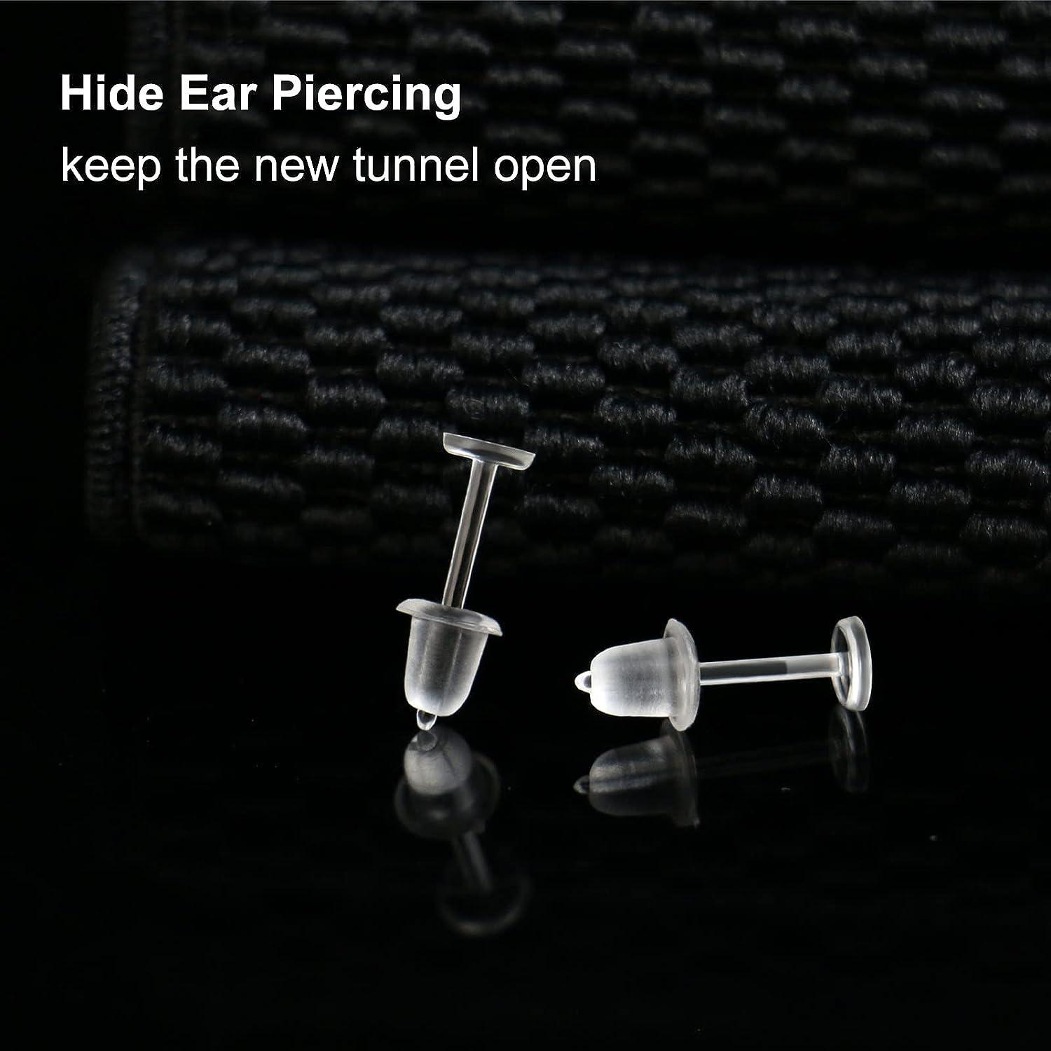 Plastic Earring Backs, Small Bullet Shaped, Clear Bullet Bax