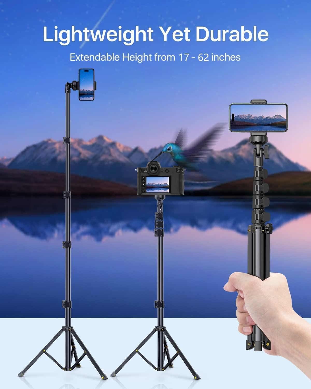 62 Extendable Tripod Stand with Bluetooth Remote for Iphone