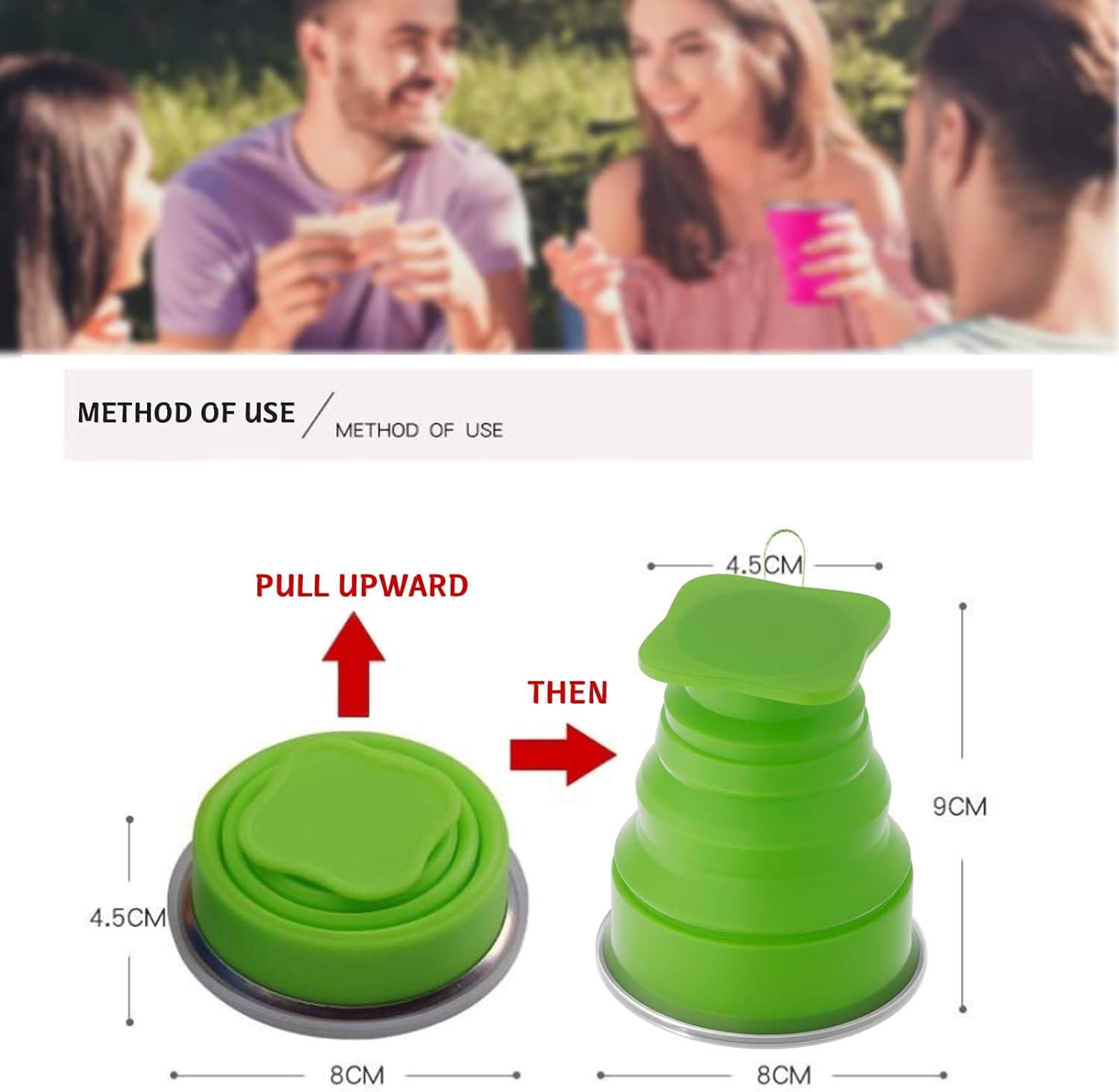 Collapsible Cup - Silicone Foldable Cup-Expandable Folding Drinking Cup  -Reusable Portable Mugs Cup For Travel, Camping, Hiking, Survival, Car