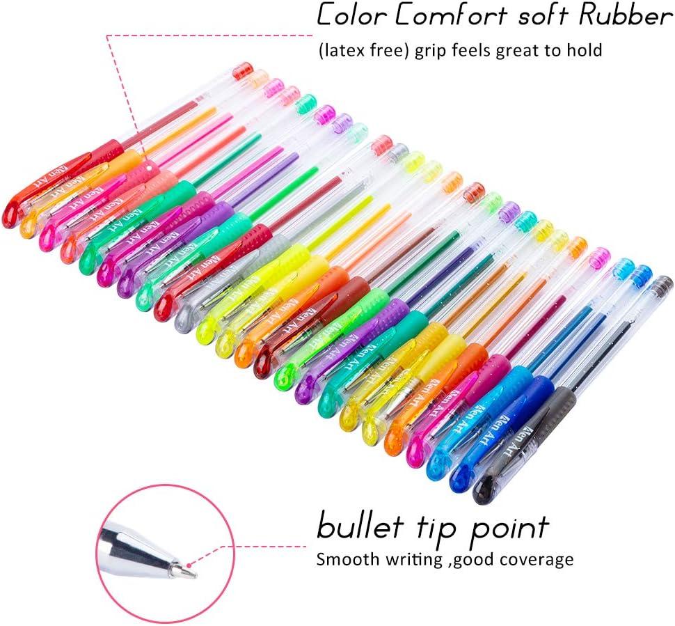 Aen Art Glitter Gel Pens Colored Fine Tip Markers with 40% More