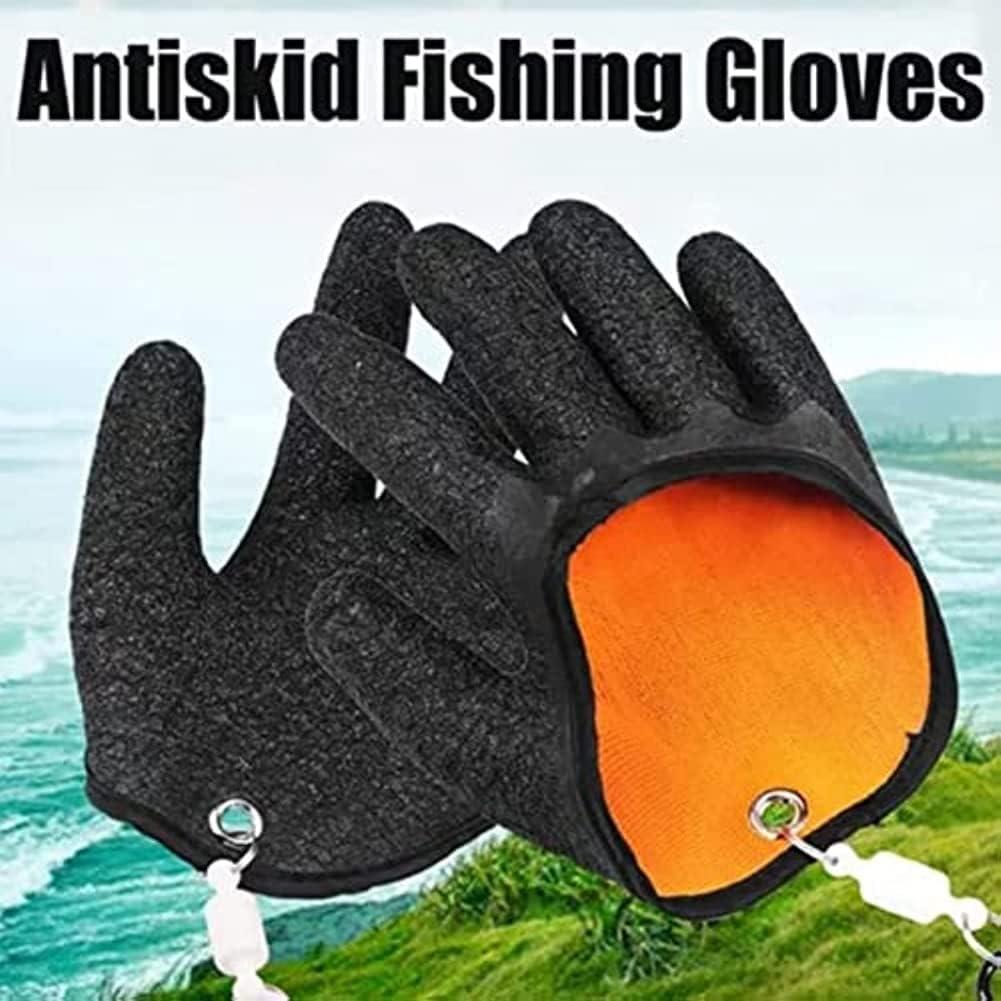 Fishing Gloves, Anti Slip Fish Cleaning Gloves, Waterproof PE Wire Weave  Fishing Glove with Professional Fisherman Magnet Release Fishing Gloves for