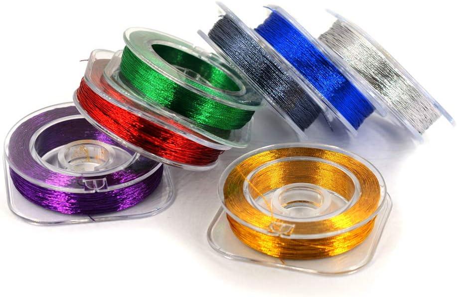 MNFT 7Pcs 50m/ Spool Metallic Guide Wrapping Lines DIY Fishing Line Thread  Strong Nylon for Rod Building 7 Colors Rod Building Wrapping Thread (Solid  Color, 50)