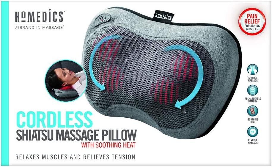 Homedics Cordless Shiatsu All Body Massage Pillow With Soothing Heat Reverse Function 5170