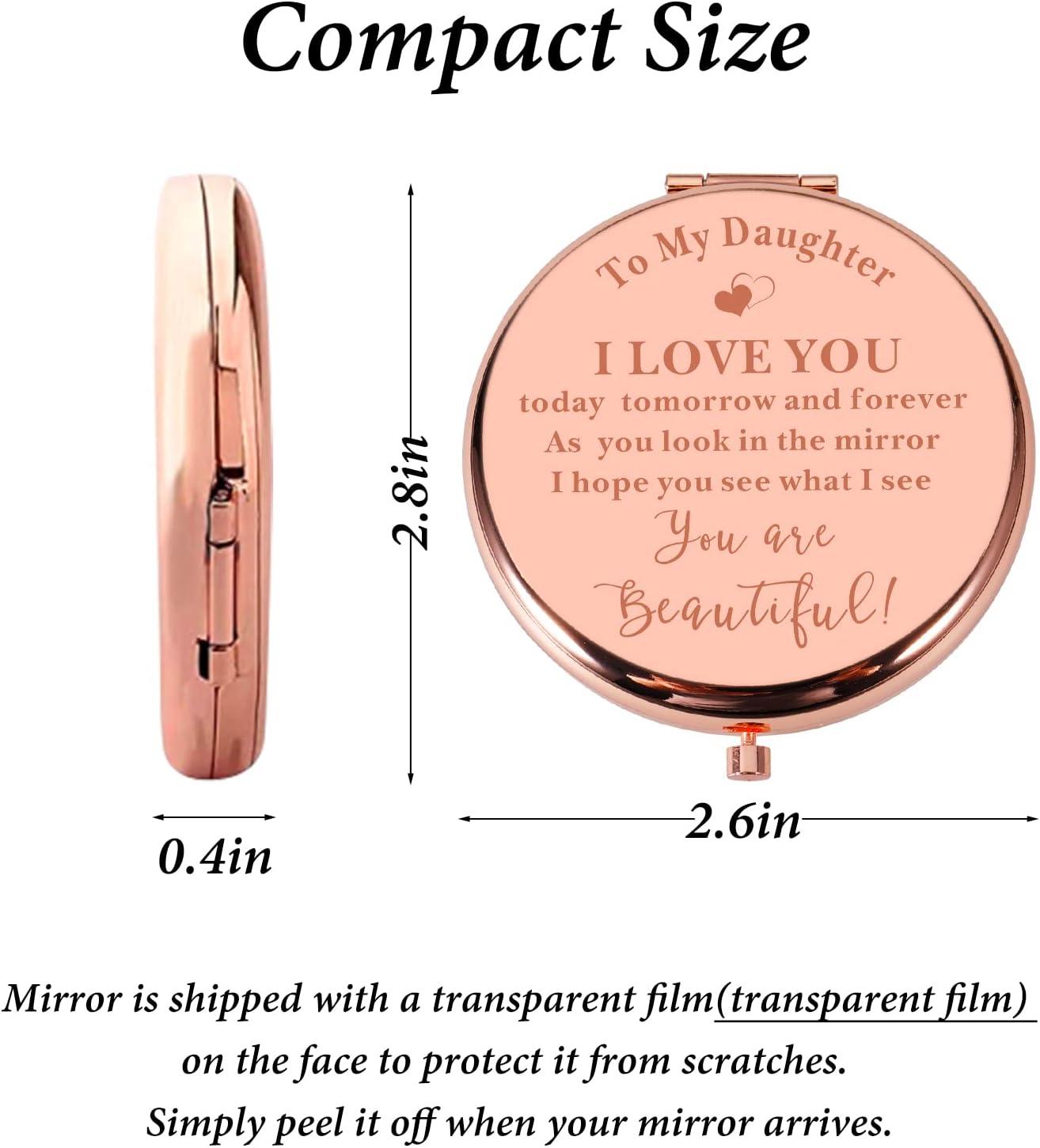  Daughter Gift from Mom Dad Rose Gold Compact Makeup Mirror  Stocking Stuffers for Teen Girls Daughter in Law Gifts for Daughter  Birthday Valentines Day Graduation Teen Girls Gift Ideas : Beauty