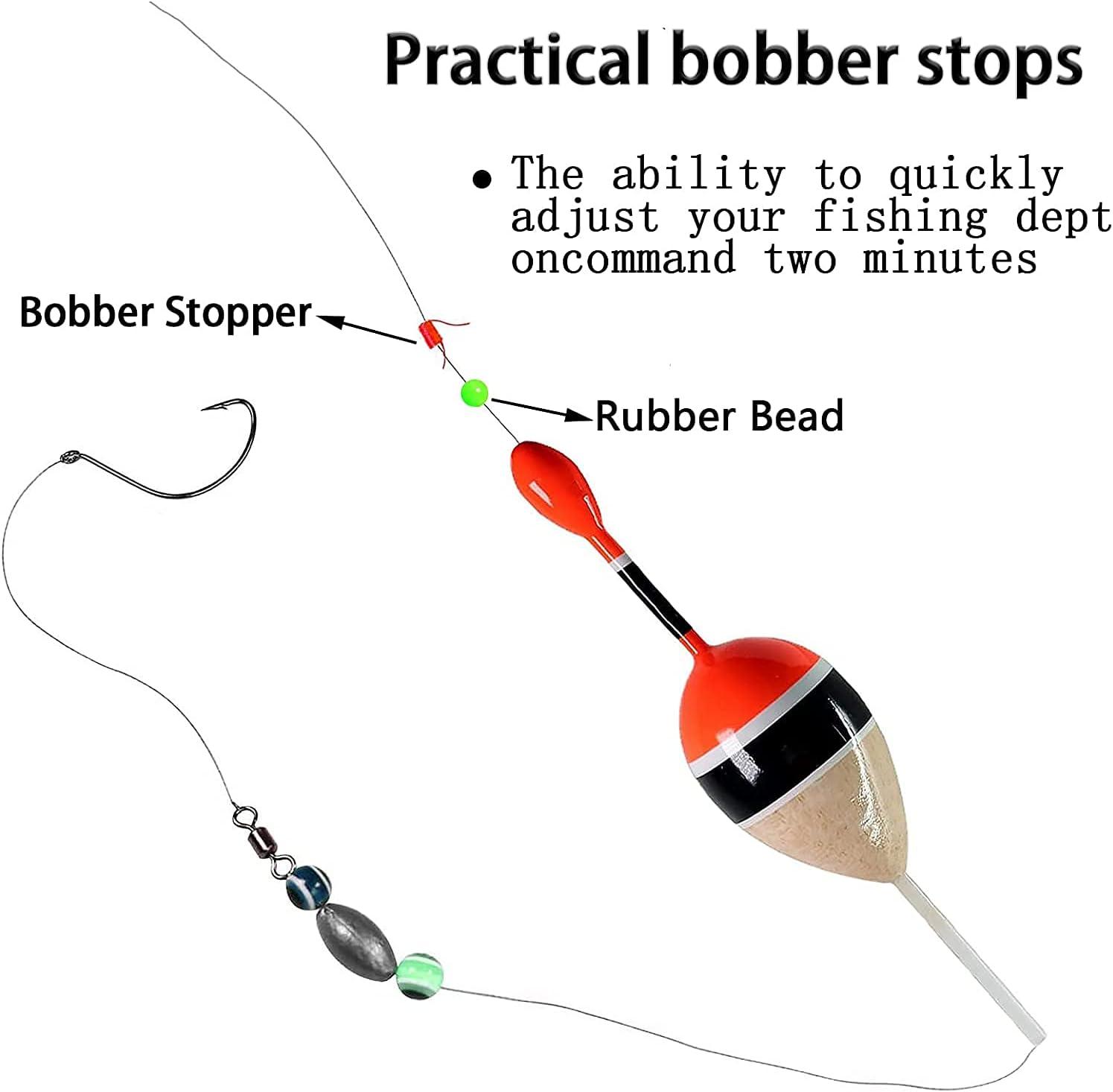 Gourami Fishing Bobber of Float Stops,Float Bobber Stops String  Knots&Fishing Glow Beads Green 50pcs
