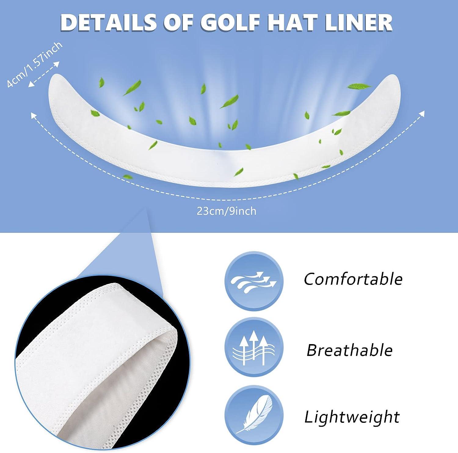 Gejoy Golf Hat Liner Cap Absorbent Sweat Pad for Baseball White
