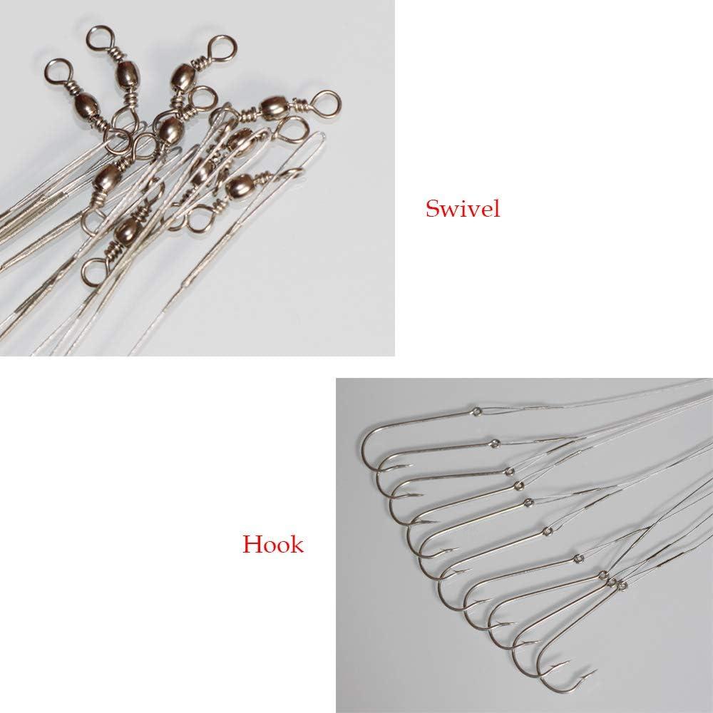 Laxygo 20pcs/pack Fishing Hook Rigs Nylon-Coated Fishing Line Leader with Stainless Steel Fishing Hook
