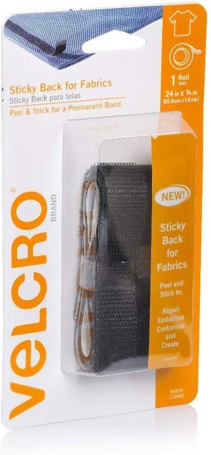 VELCRO Brand Sticky Back for Fabrics, 10 Ft Bulk Roll No Sew Tape with  Adhesive, Cut Strips to Length Permanent Bond to Clothing for Hemming  Replace Zippers and Snaps, White