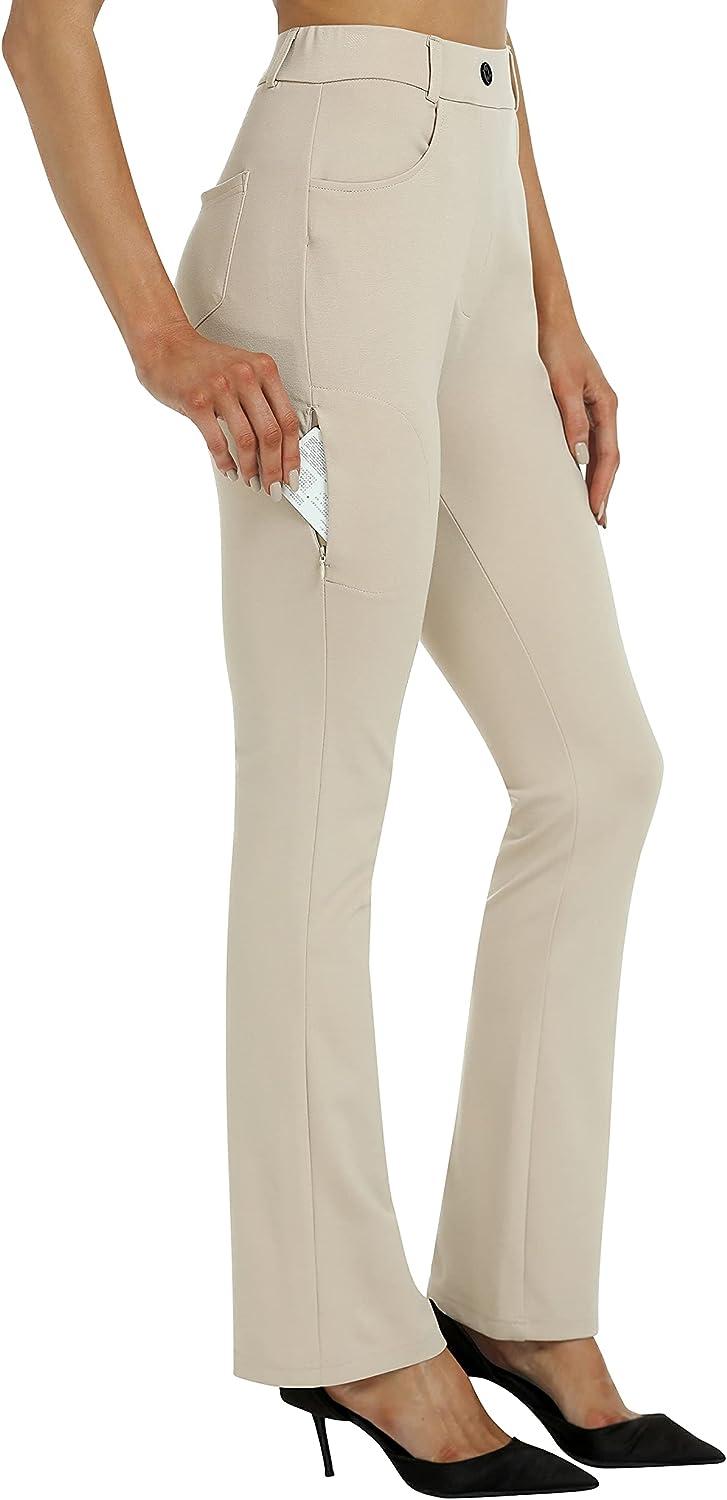 JOTIMO Women's Yoga Dress Pants Stretchy Work Slacks Business Casual  Straight Leg/Bootcut Trousers with Slant Pockets, Khaki-29, M price in UAE,  UAE