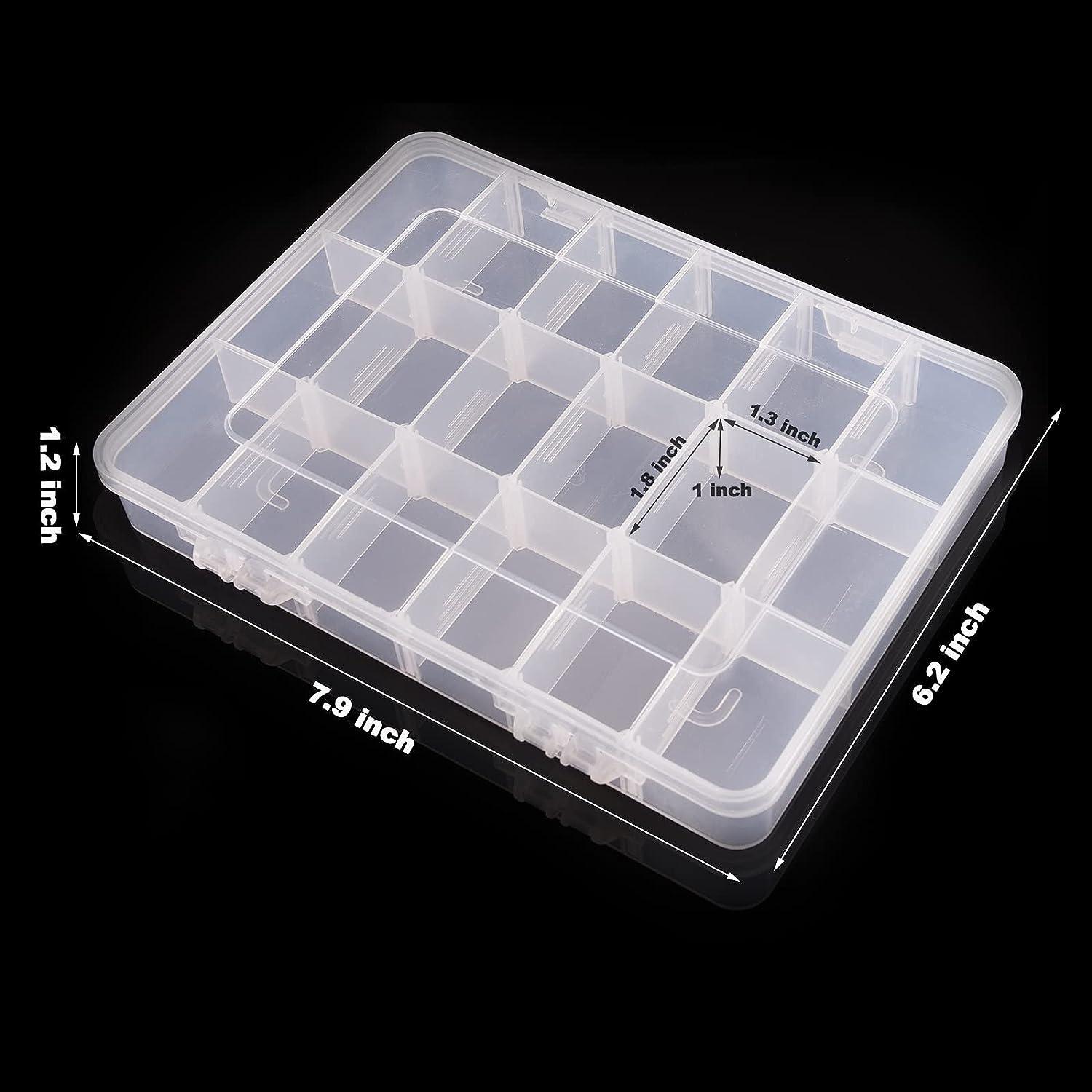 18 Grids Plastic Organizer Box with Dividers, Exptolii Clear Compartment  Container Storage for Beads Crafts Jewelry Fishing Tackles, Size 7.9 x 6.2  x