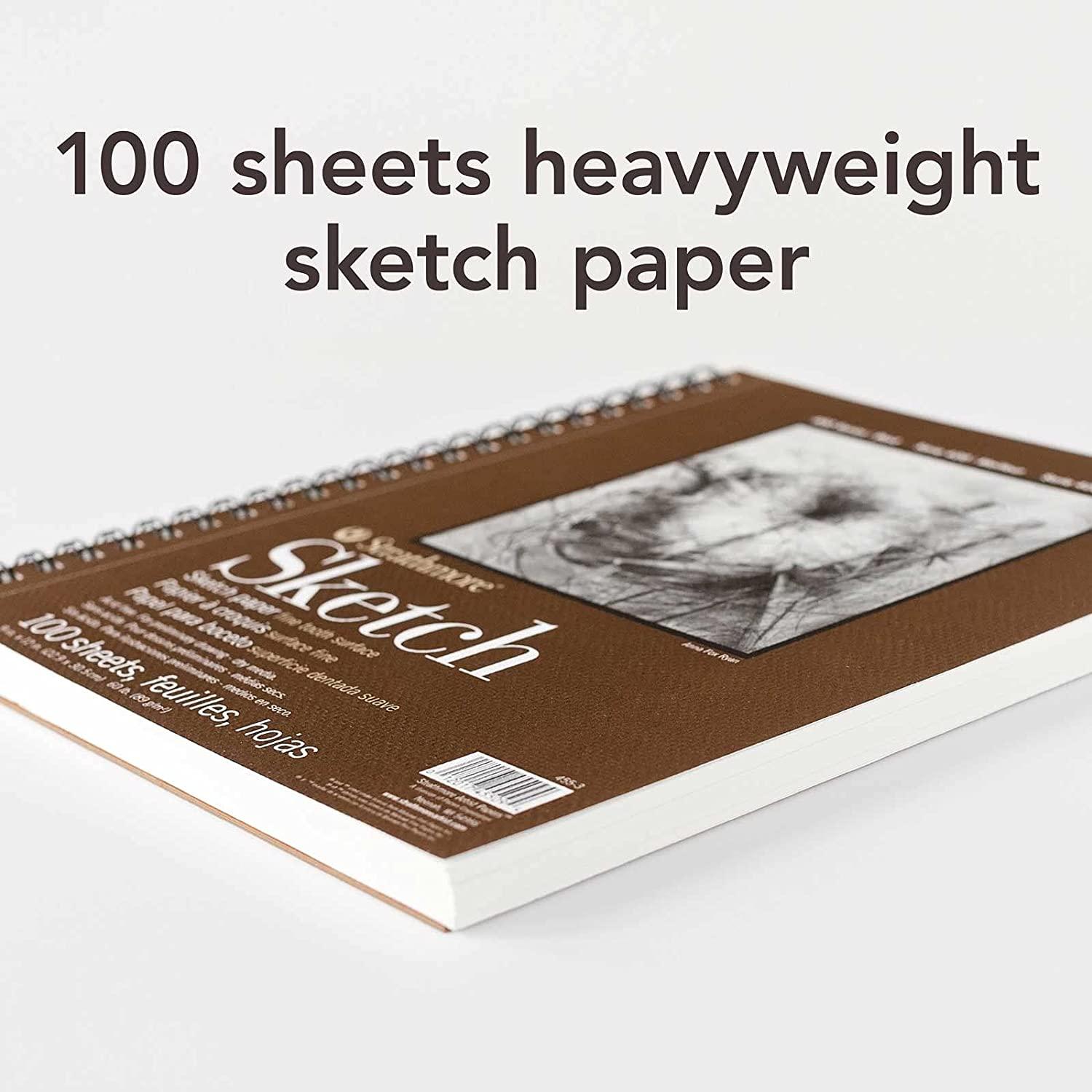 Strathmore 455-3, 400 Series Sketch Pad, 9x12 Wire Bound, 100 Sheets,  White 9x12 White 100 Sheets