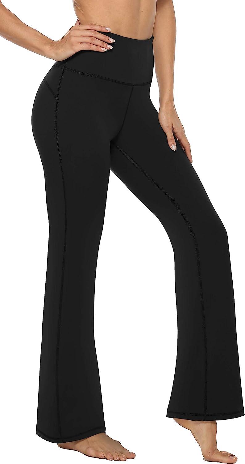 Women's Standard Bootcut with 3 Pockets, Tummy Control Workout Flared  Bootleg, Yoga Work Pants