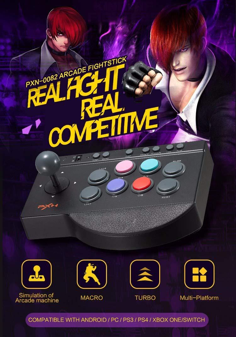 PXN-0082 Fight Stick Joystick Arcade Fight Stick with Turbo Macro