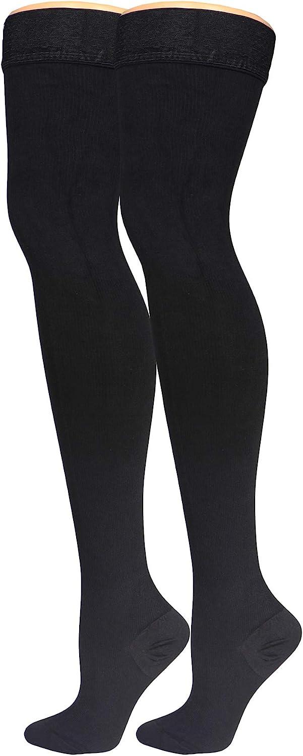 Truform Compression Socks 20 30 Mmhg Mens Dress Socks Thigh High Over Knee Length Black Medium