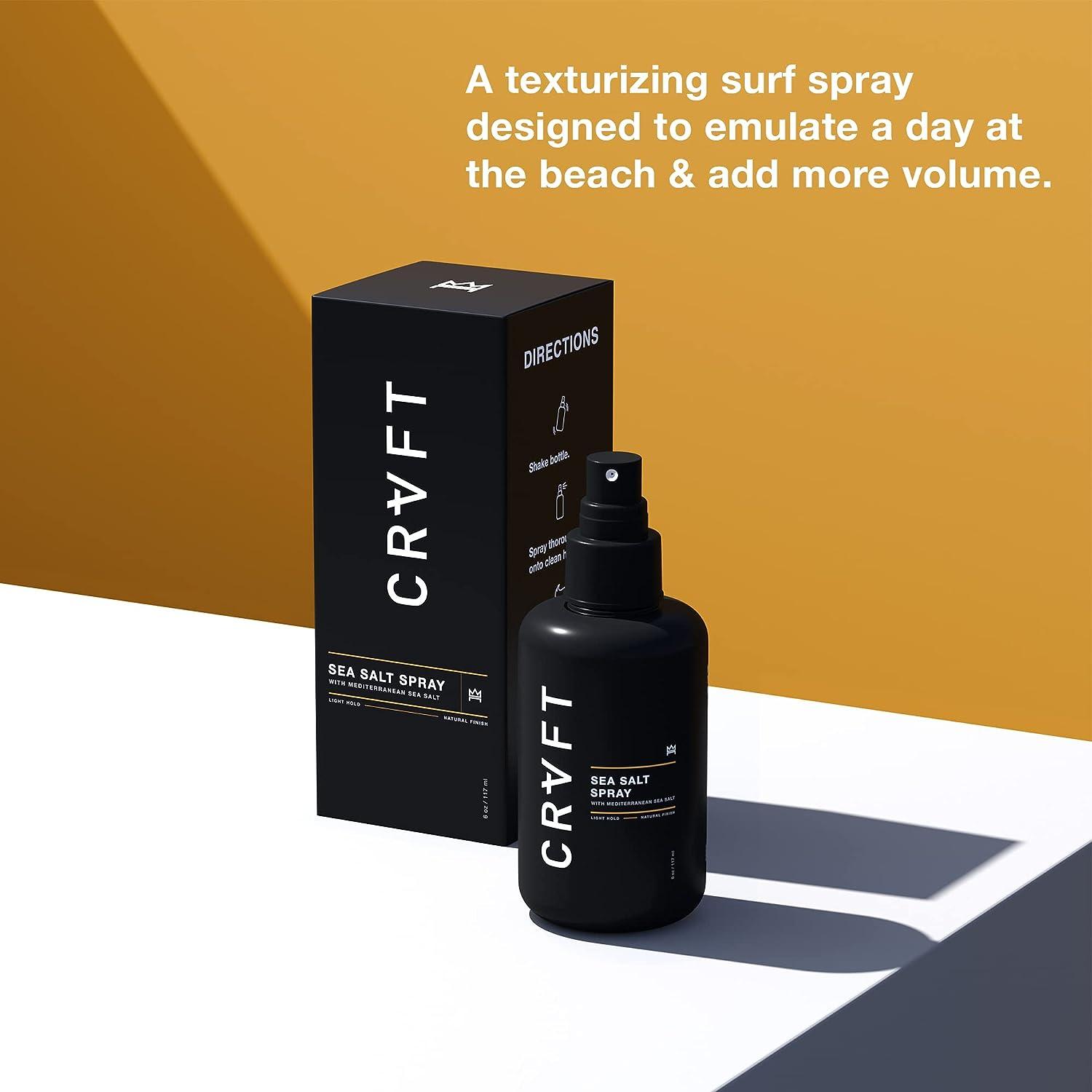 CRVFT Sea Salt Spray 6oz, Light Hold/Natural Finish, Add Volume & Texture, Ideal for All Hair Types & Lengths, Men's Texturizing Surf Spray, Made  in the USA