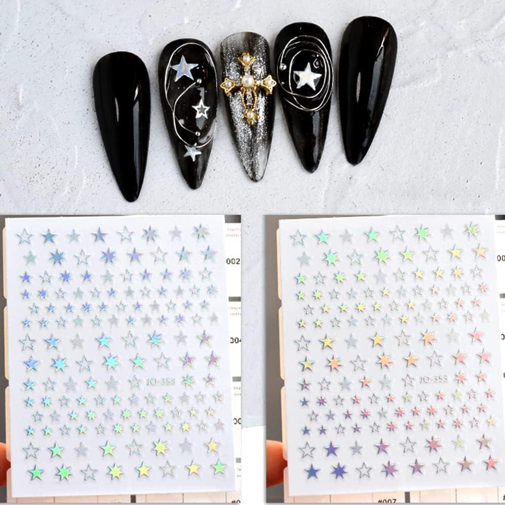 3D Sun Moon Star Nail Stickers Holographic Laser Silver Nail Art Stickers  Aurora Stars Moon Sun Planets Design Nail Decals Self Adhesive Sticker Nail  Decorations Women DIY Nail Accessories 6 Sheets