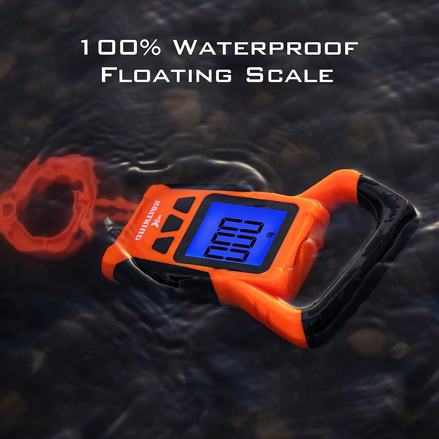 KastKing Fish Scale, WideView Floating Waterproof Digital Scale, 2.5 Large  LCD Display, 110lb Capacity, Multi-Mode Pound/Ounces & Kilograms, Stores up  to 9 Weights, Fishing Gifts for Men B: Orange combo