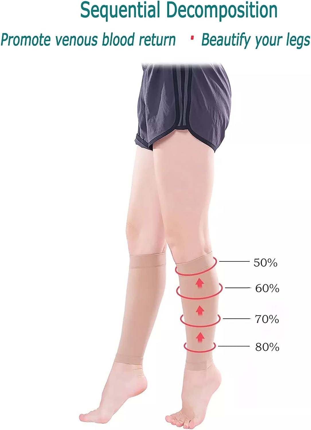 Bounfend Calf Compression Sleeves Socks for Men & Women (20-30mmHg) Leg  Plus Size, Medical Grade for Varicose Veins, Swelling, Shin Splint , Edema,  Nurses & Maternity, Running Beige Large