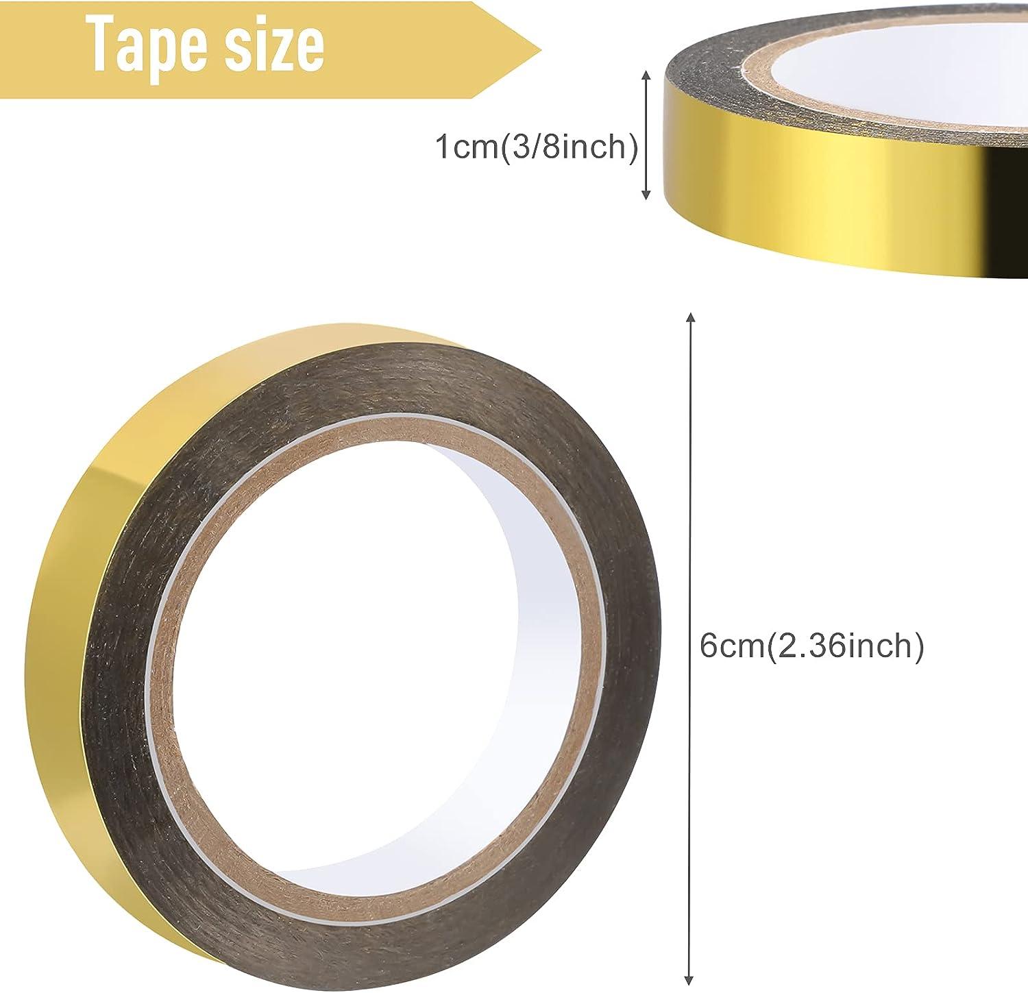 Aster 4 Pieces Metallic Mirror Tape DIY Art Graphic Tape for Gift Wrapping  Crafts Decoration, 3/8 Inch x 88 Yards (Gold)