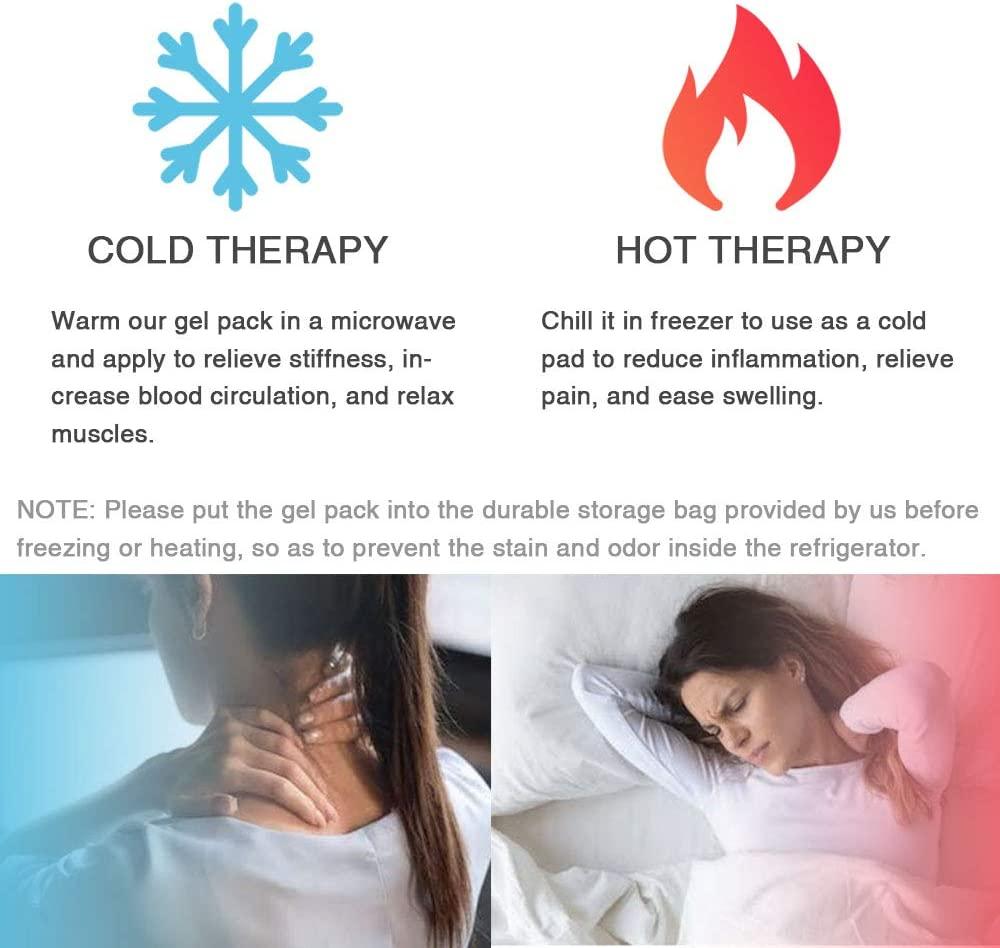 Gel Ice Packs for Hot and Cold Therapy: Flexible, Reusable, & Microwavable  | for Pain Relief, Sports Injuries, Swelling, etc. (2-Pack : 4 x 10 Each)