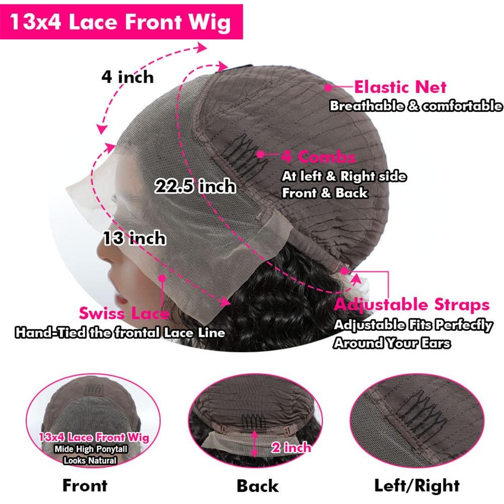 bangjazz 13x4 Deep Wave Lace Front Wigs Human Hair 180% Density Deep Wave  Frontal Wigs Human Hair HD Lace 26 Inch Curly Wigs for Black Women Pre