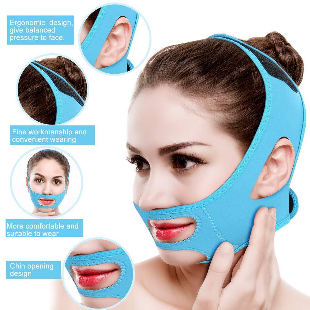 ZJchao Double Chin Reducer, Facial Slimming Mask Full Coverage Lifting Face  V Line Belt Weight Loss Double Chin Care Skin Relief Wrinkle Bandage of