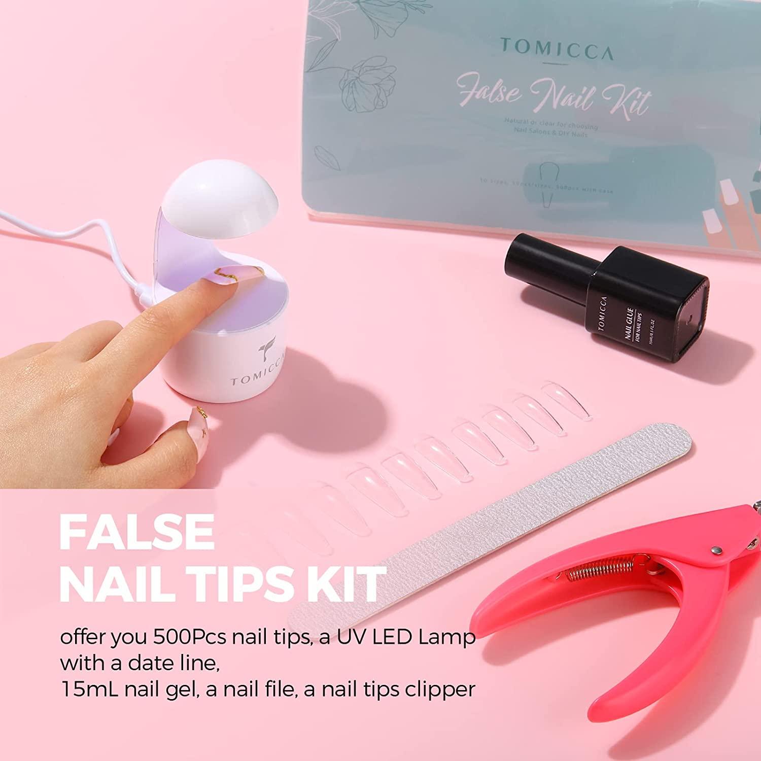 TOMICCA Matte Nail Extension Kit, 240Pcs Almond Gel Nail Tips, 8-in-1 Glue  Gel and Portable UV Nail Lamp All-in-One Acrylic Gel Nail Set, Easy Nail