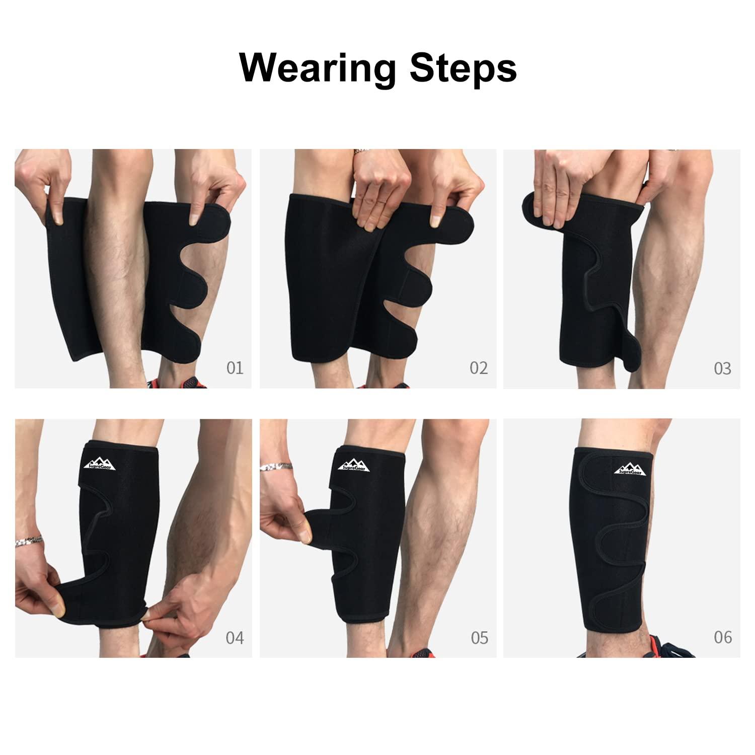 supregear Calf Support Brace Adjustable Shin Compression Sleeve Comfortable  Calf Splint Wrap for Muscle Swelling Pain Relief Injury Recovery Hiking  Training for Men and Women Black + Blue