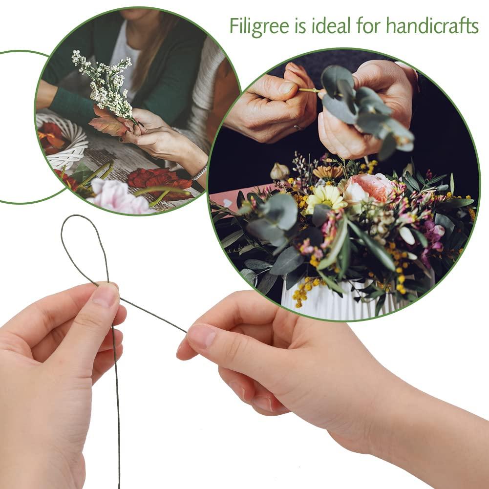 SOCNITC 100pcs Floral Wire Dark Green 22 Gauge Flower Wire Sticks Floral  Supplies 14 inches for Bouquet Stem Wrap Floral Arranging Craft Projects  Corsages Wedding Bouquet 22 Gauge 100 pcs Dark Green
