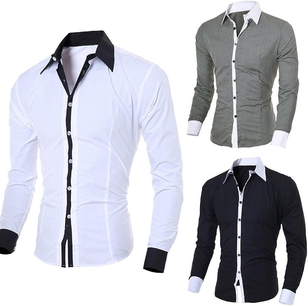 Mens Casual Button Down Shirts Graphic Long Sleeve T-Shirts Plus