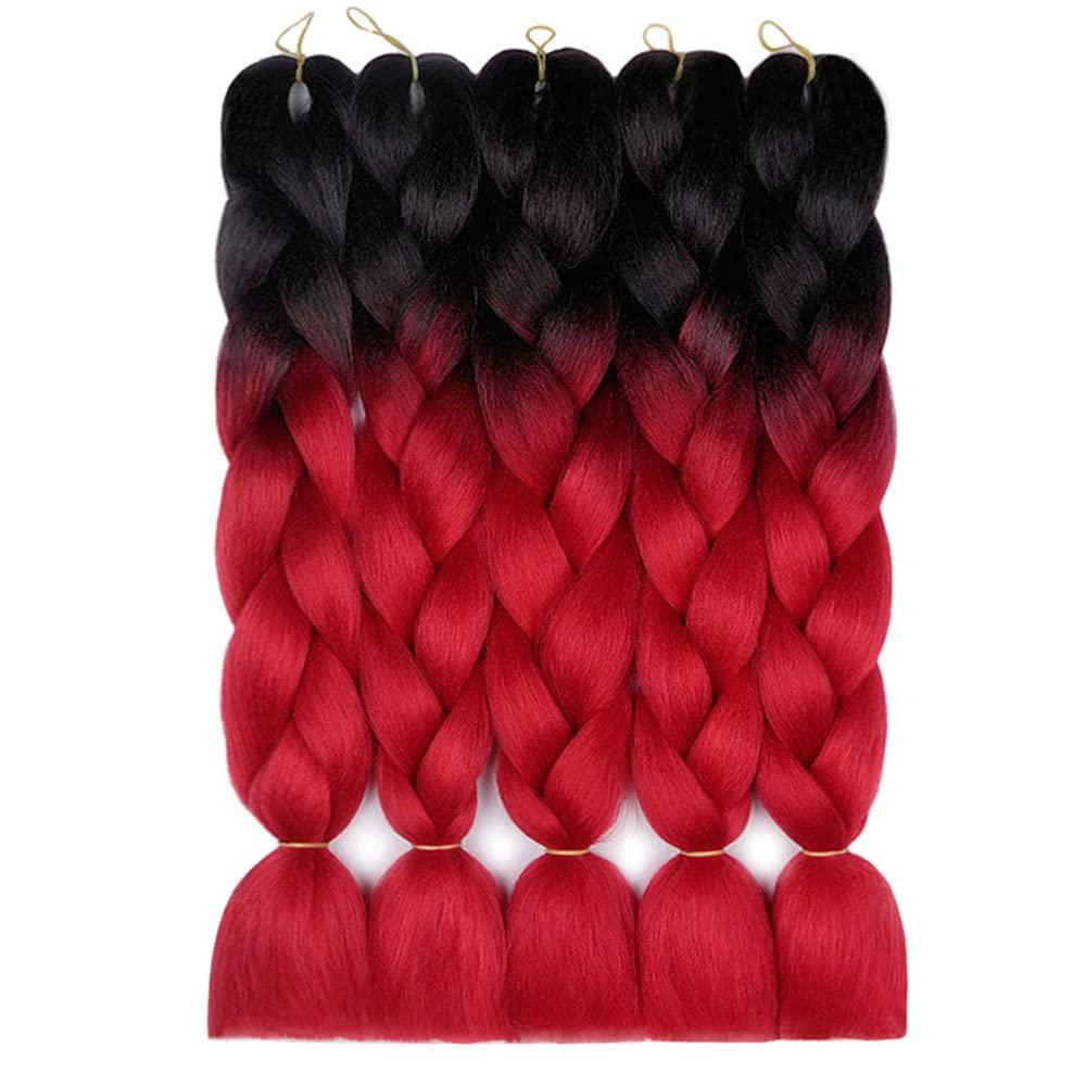 AIDUSA Solid Colors Braiding Hair 5pcs Synthetic Afro Braid Hair Extensions  24 Inch 1 Tone for Women Braids Twist Crochet Braids 100g(#1B Natural