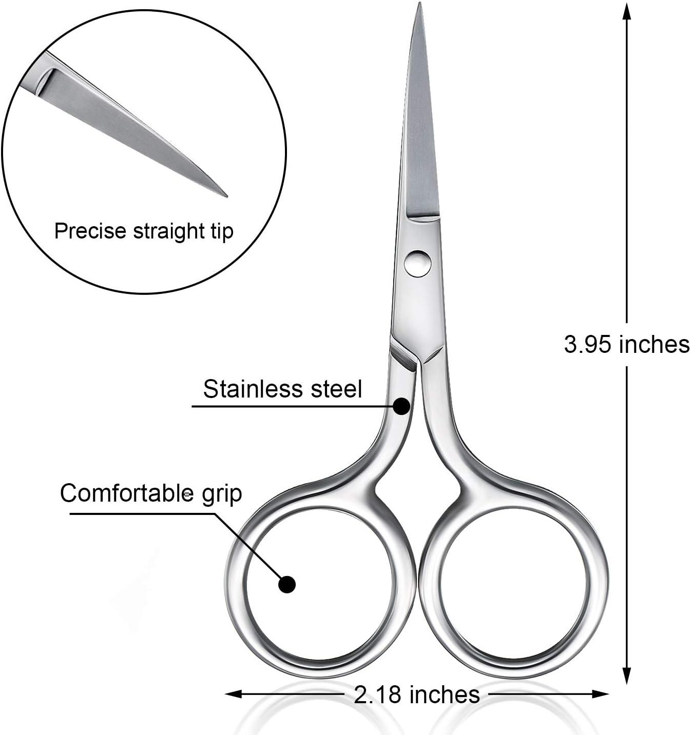 YEEPSYS Nose Hair Scissor, Small Stainless Steel Facial Hair Scissors,  Beauty Trimming Kit for Nose, Eyebrows, Facial Hair, Eyelashes, Beard  Trimming