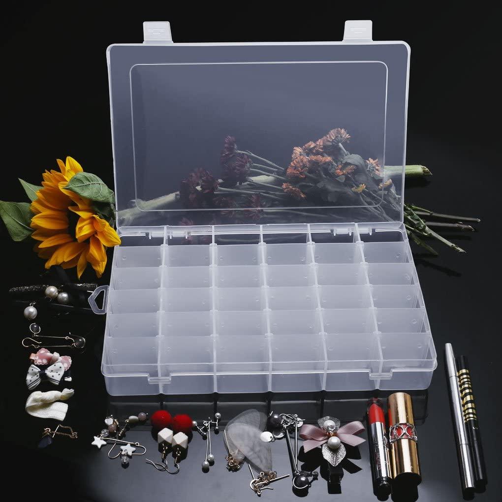 Gospire 36 Grids Clear Plastic Jewelry Box Organizer Storage