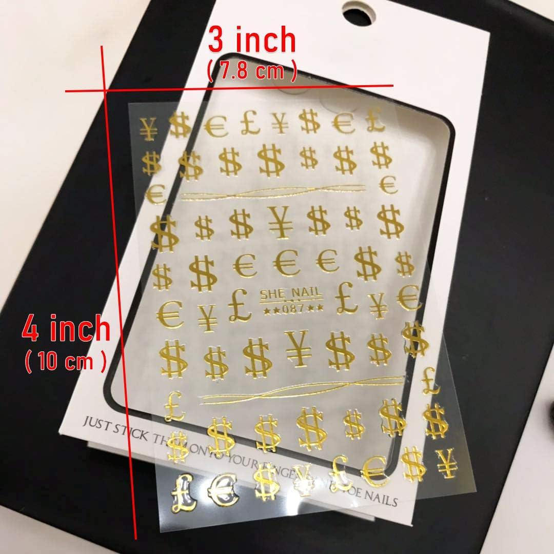 12 Sheets Money Dollar Nail Art Stickers 3D Gold Nail Art Supplies 100  Dollar Sign Self Adhesive Nail Decals DIY Designs Fashion Luxury Designer  Nail