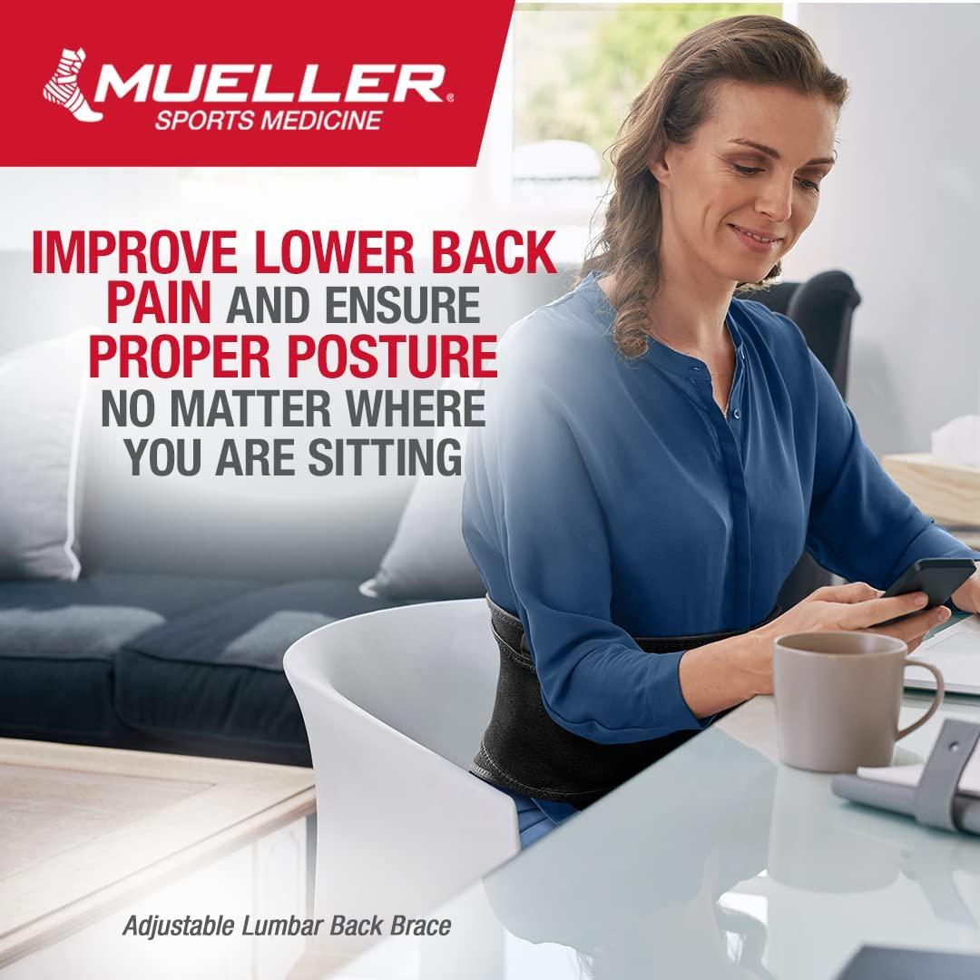Mueller Sports Medicine Adjustable Back Brace, Back Support, for Men and  Women, Black, One Size OSFM