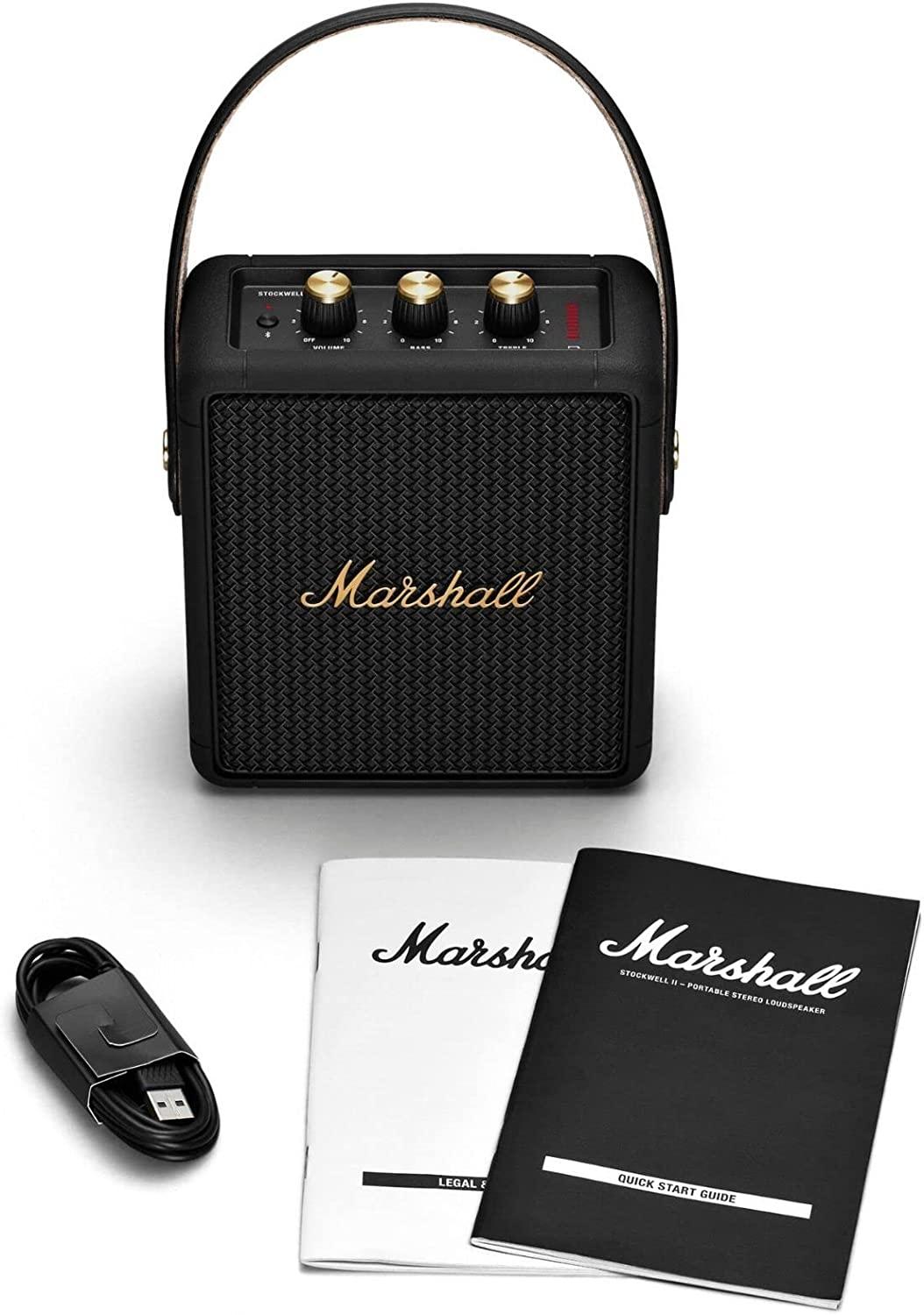 Marshall Stockwell II Portable Bluetooth Speaker - Black and Brass 