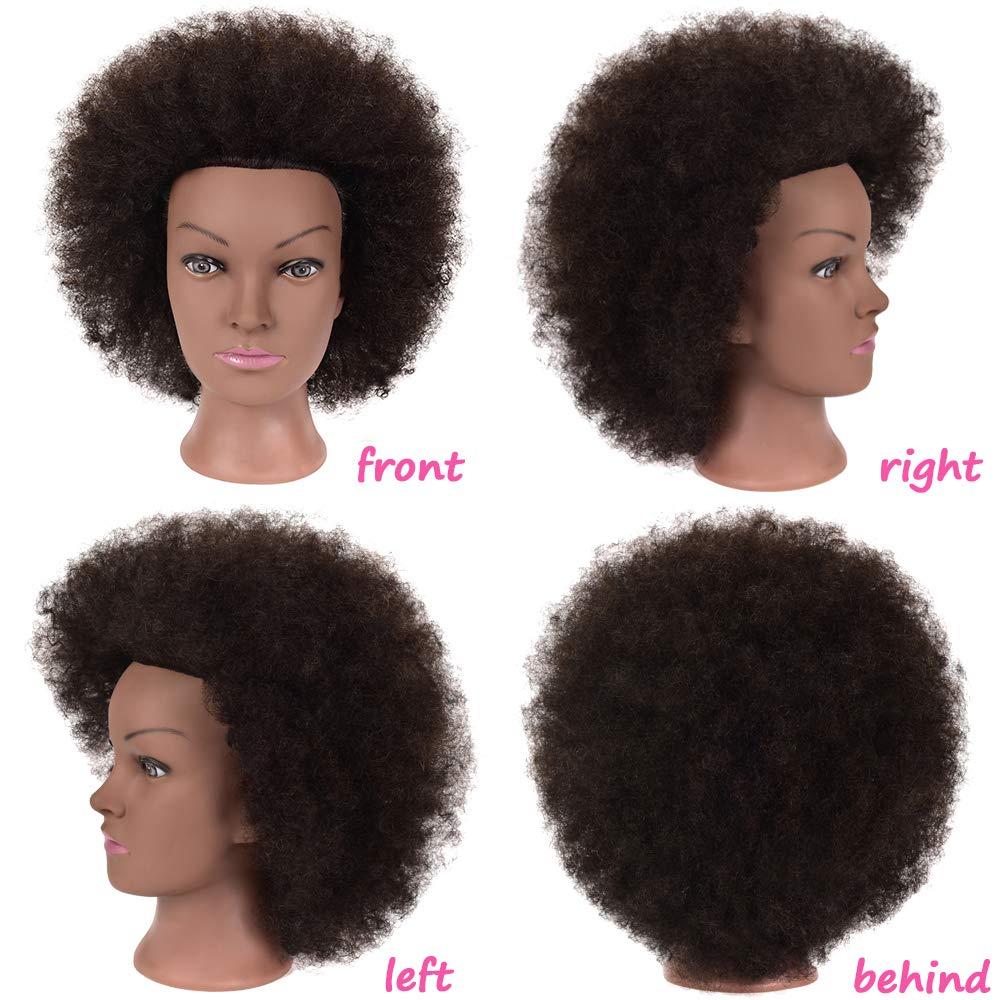 Mannequin Head with 100% Human Hair Manikin Head with Afro Curly Hair for  Braiding Doll Head for Hair Styling Practice Head Cosmetology Manican Heads