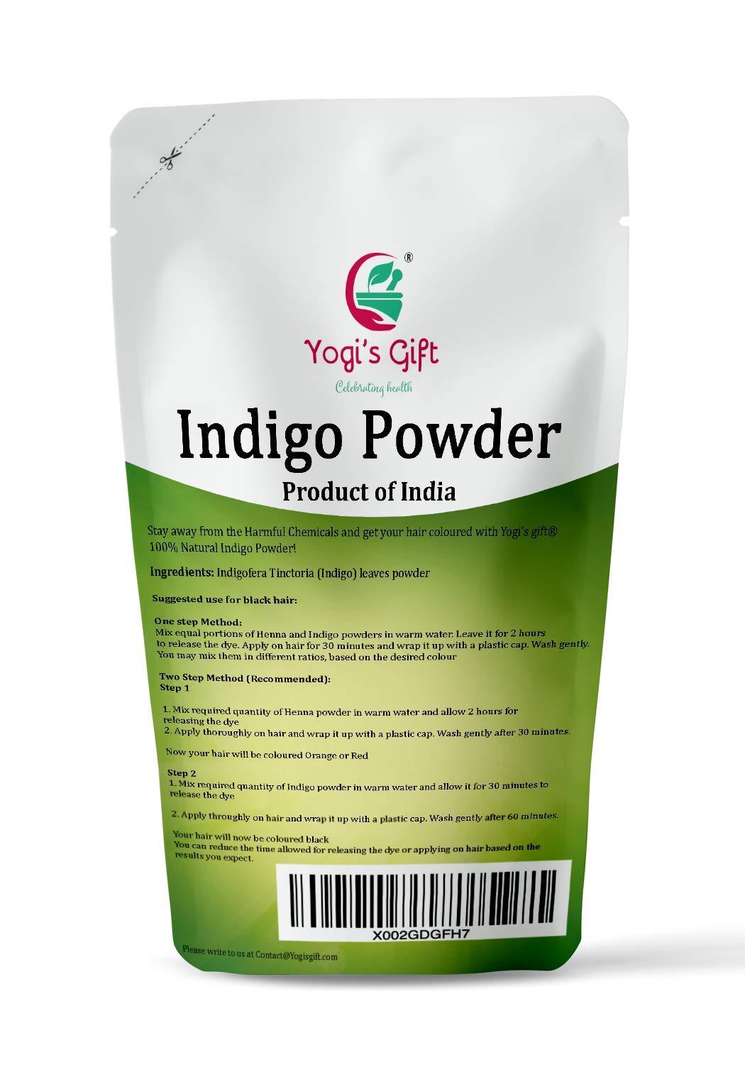 Just Jaivik 100% Organic Indigo Powder - 227 gms / 1/2 LB Pound / 08 Oz -  Indigofera Tinctoria- A 100% Organic Hair Dye - Color your hair dark brown