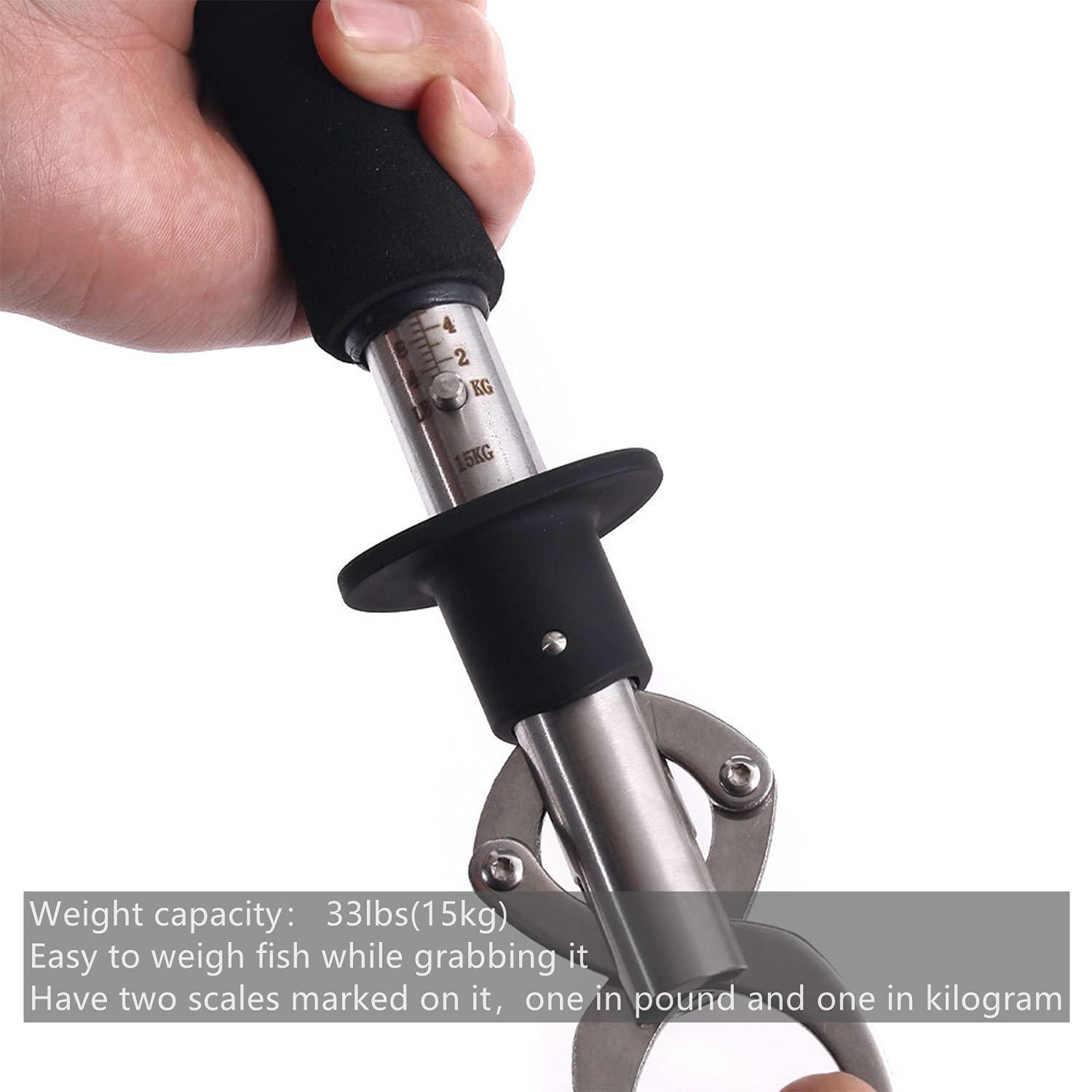 Professional Fish Gripper with Scale Stainless Steel Fish Holder Grabber 33  Pound Fish Lip Grip Boga Grip Fishing Tool