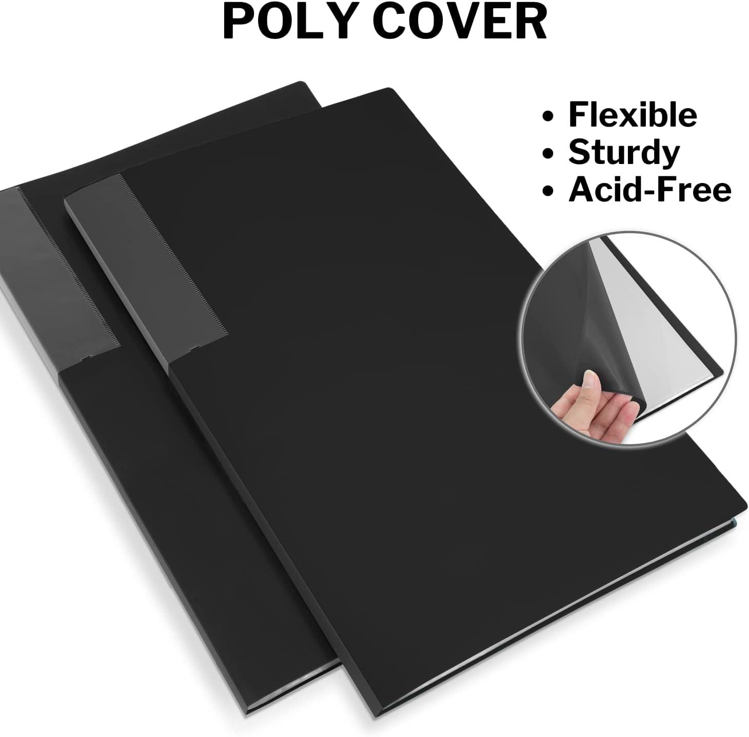Dunwell 11x17 Portfolio Binder Folder (Black, Vertical) - Binder with Plastic Sleeves and Poly Cover, Portfolio Presentation Book with 24 Binder