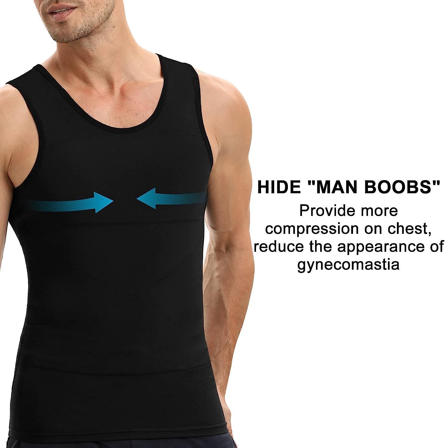Men's Slimming Body Shaper Belly Chest Gynecomastia Compression T-Shirt  Tank Top