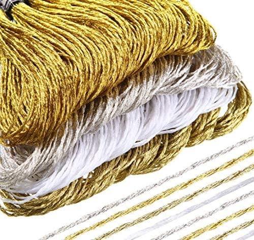 Embroiderymaterial Metallic Embroidery Cross Stitch Floss Threads in Silver  Color, 25 Skeins