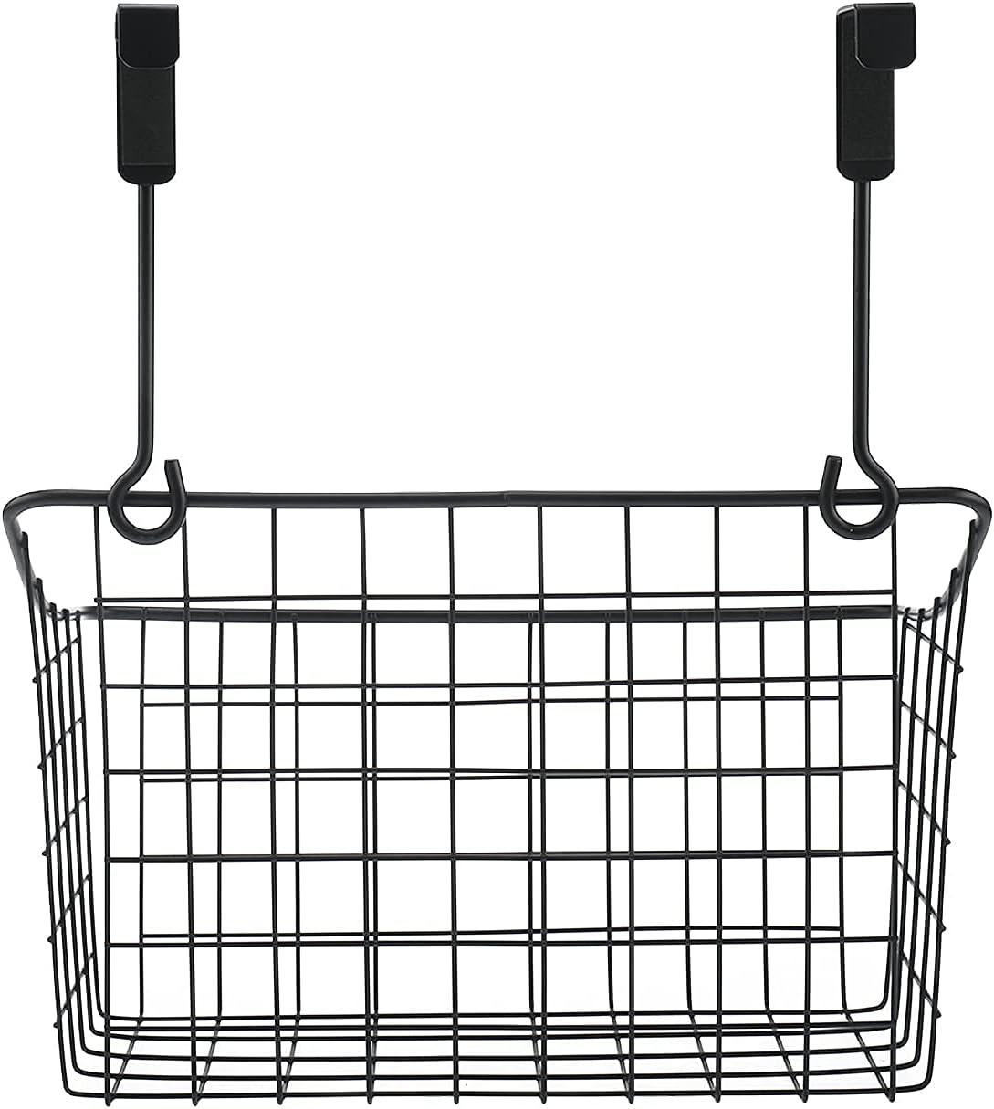 Grid Storage Baskets with Hooks Over Cabinet Door Organizer Wire Basket  Hanging Storage Organizer Kitchen Bathroom