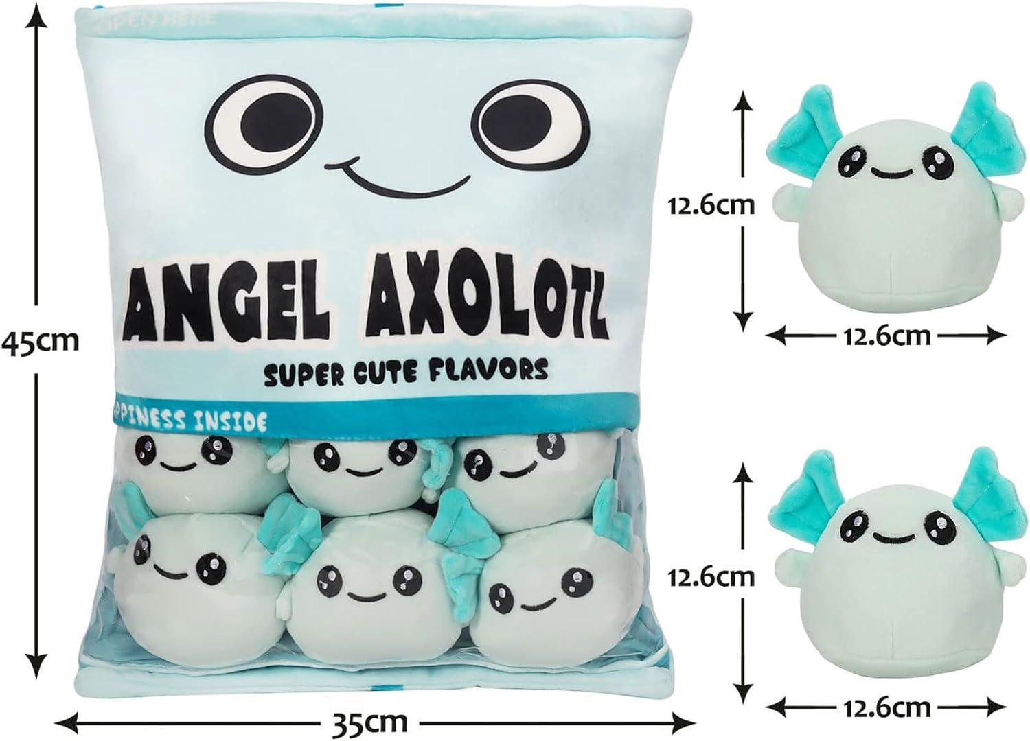 HXPLN Cute Snack Pillow Axolotl Plush Pillow Kawaii Pudding Pillow