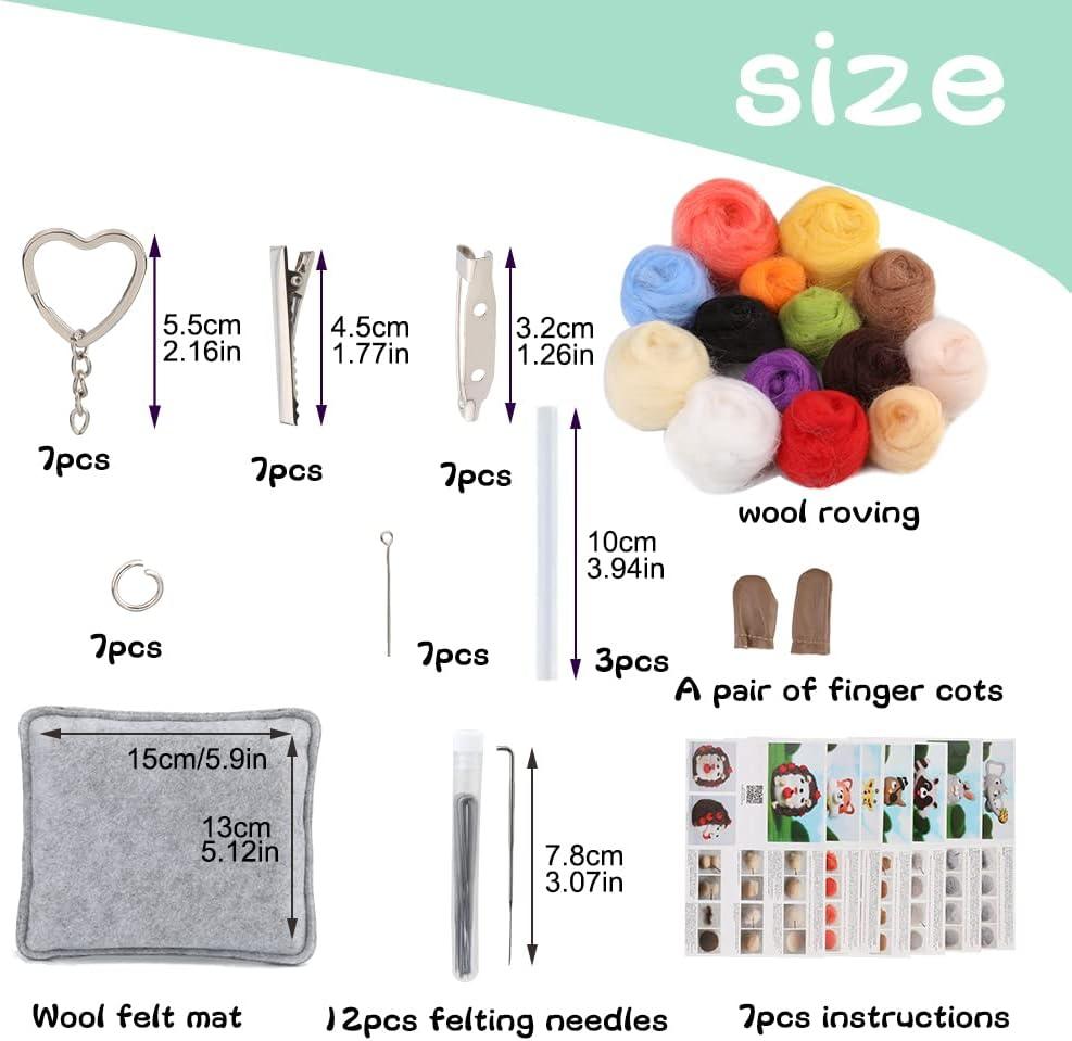 60 Colors Wool Roving Needle Felting Starter Kit Wool Felting Tool Kit with Felting  Needles, Foam Mat, Needle Felting Supplies for DIY Doll making