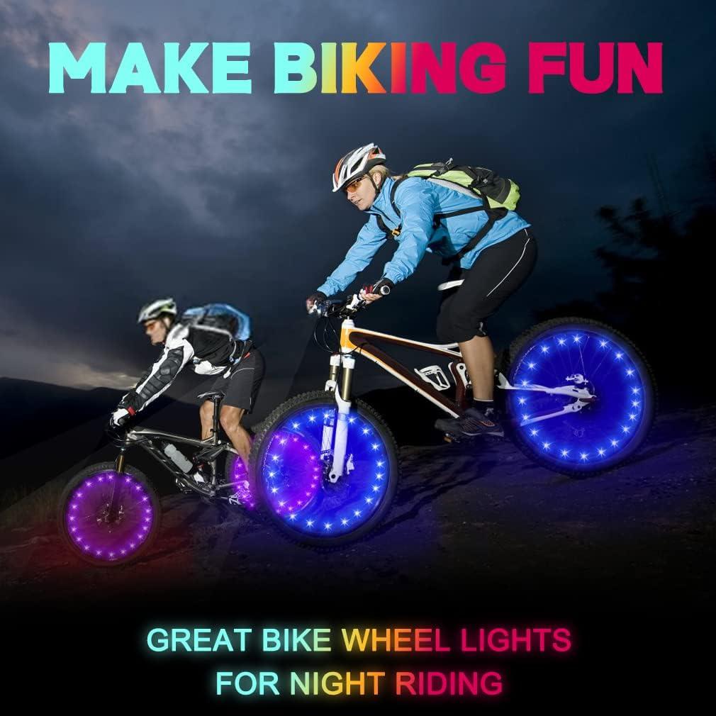 TINANA Pack LED Bike Wheel Lights Ultra Bright Waterproof Bicycle Spoke Lights Cycling Decoration Safety Warning Tire Strip Light for Kids Adults Night Riding blue-2pack