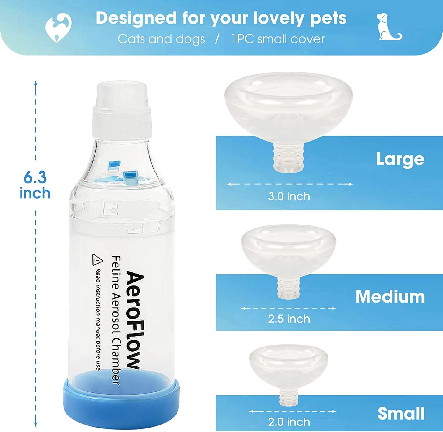 Feline Aerosol Chamber Inhaler - Aerosol Chamber for Pet Inhalers with  Medical Grade PVC Plastic Masks - Helps Cats with Breathing & Delivering