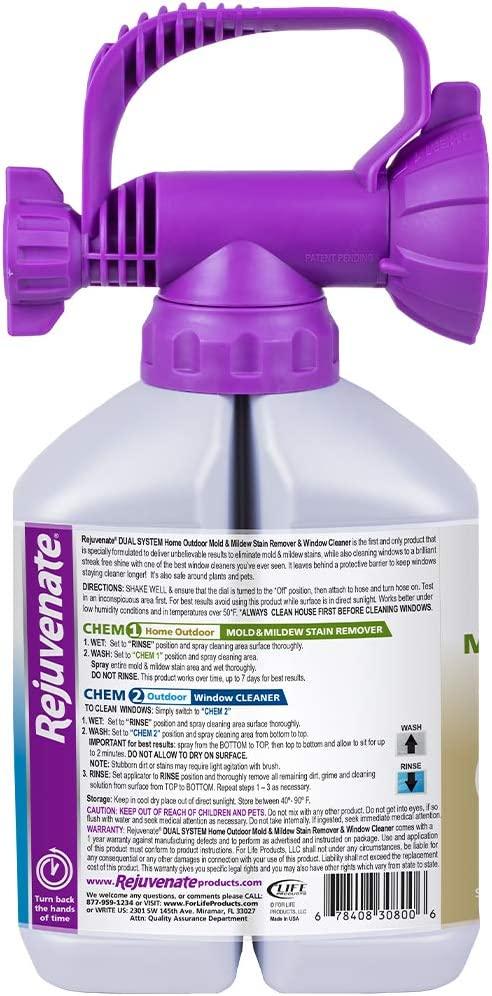 Rejuvenate High Performance Outdoor Window Spray and Rinse Cleaner with  Hose End Adapter Instantly Removes Grime and Dirt Streak-Free Shine (32 oz)