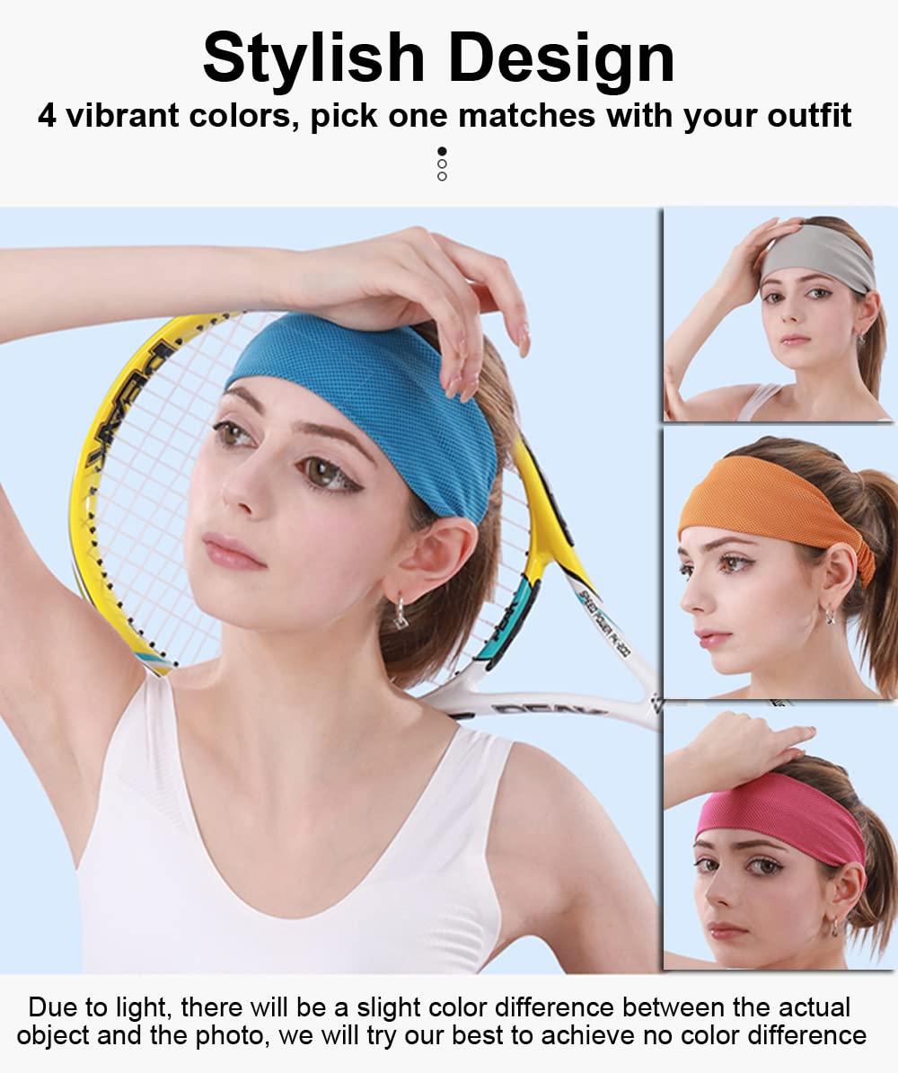 4pcs Workout Yoga Headband Non Slip Stretchy Cotton Headband Sweat