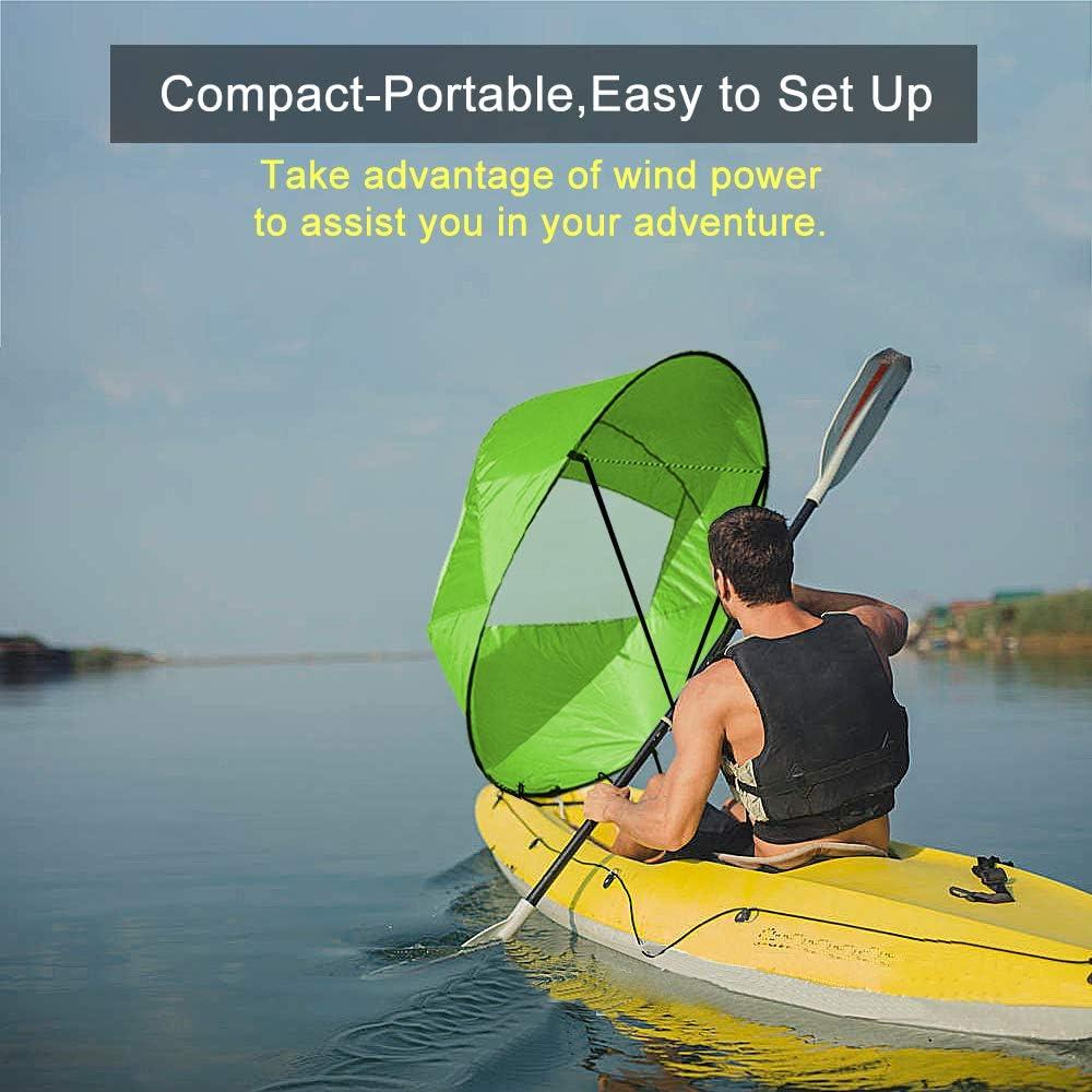 Mexidi 42 inches Foldable Kayak Downwind Paddle Wind Sail, Kayak Sail Kit,  Portable Paddle Board Instant Popup&Easy Setup & Deploys Quickly, Kayak  Canoe Accessories Enclosed Instruction Green